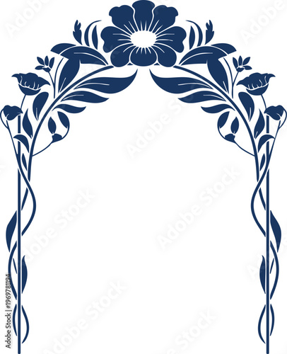 Elegant Floral Arch Frame Art Nouveau Decorative Black Design