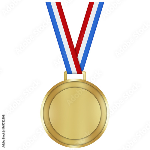 Luxury Gold Medal with Ribbon on Transparent Background – Award Badge for School Graduation, Sports Events and Corporate Awards, Certificate Seal Icon, Achievement Medal Clip Art PNG