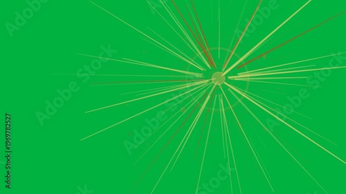 Vertical video: Emerging orange core radiating rings beams dots on transparent canvas, copy space