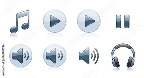 Music player icons set. Audio control buttons. Vector illustration.