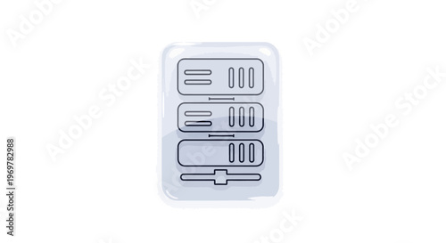 Server rack icon. Data center hardware. Hosting service.