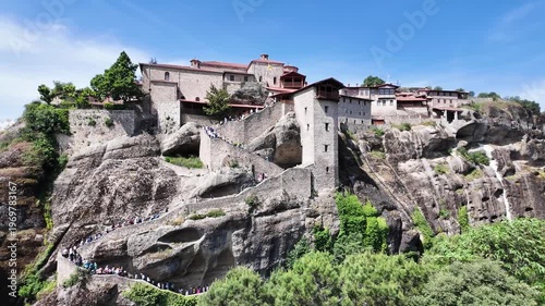 Spring Panoramic view of Meteora Monasteries, Thessaly, Greece