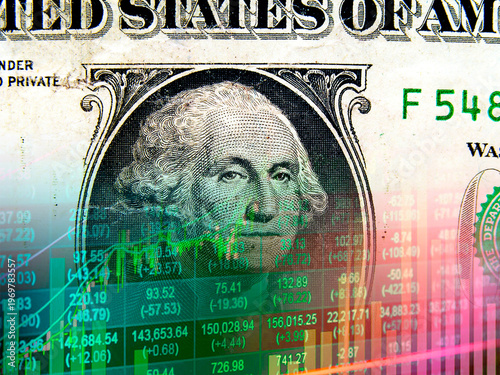 Trading charts over US dollar banknotes, financial market and investment concept.