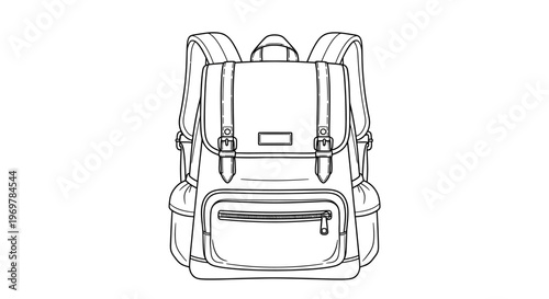 Backpack with multiple compartments and pockets.