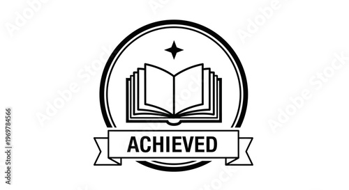 Black and white achieved badge icon.