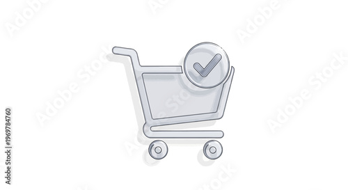 Shopping Cart with Check Mark - Online Order Success