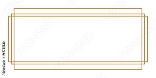 Elegant golden double line rectangle frame on white background, simple design