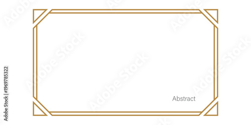 Elegant golden double border rectangle frame with decorative corners and text