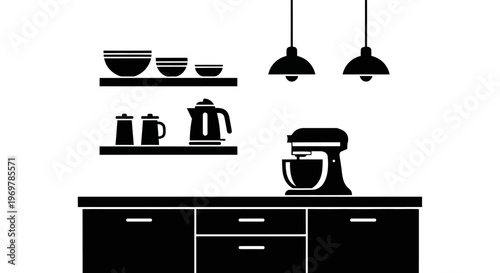 Black silhouette of kitchen mixer appliance.