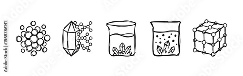 Hand-Drawn Science, Chemistry, and Molecular Doodle Icons Set