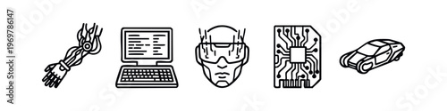 Minimalist Line Art Technology, Computing, and Future Icons Set
