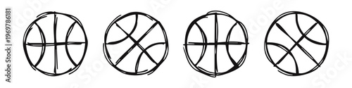Hand-Drawn Basketball Balls Doodle Set