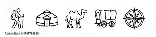 Hand Drawn Travel, Adventure, and Exploration Doodle Icons Set