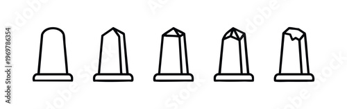Abstract Obelisk and Geometric Outline Shapes Icons Set