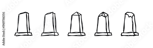 Hand Drawn Abstract Obelisk Shapes Doodles Set