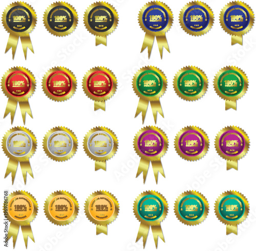 Premium Quality Badge Collection Vector with Gold Seal and Ribbon