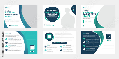 Navy Medical Postcard Template Set for Healthcare Branding Clinic Promotion and Patient Wellness Service Announcements
