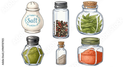 Festive Green and Gold Christmas Ornaments Set. Hand-Drawn Vintage Holiday Decoration Collection. Assorted Glass Baubles and Pinecone Illustrations