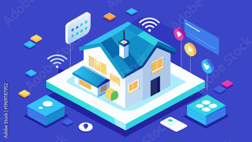 Modern Smart Home Isometric Flat Vector