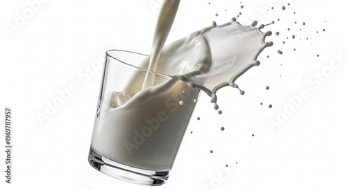 Dynamic Milk Splash Pouring into Glass High Speed Photography