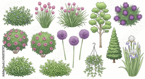 Festive Green and Gold Christmas Ornaments Set. Hand-Drawn Vintage Holiday Decoration Collection. Assorted Glass Baubles and Pinecone Illustrations