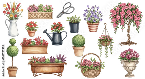 Festive Green and Gold Christmas Ornaments Set. Hand-Drawn Vintage Holiday Decoration Collection. Assorted Glass Baubles and Pinecone Illustrations