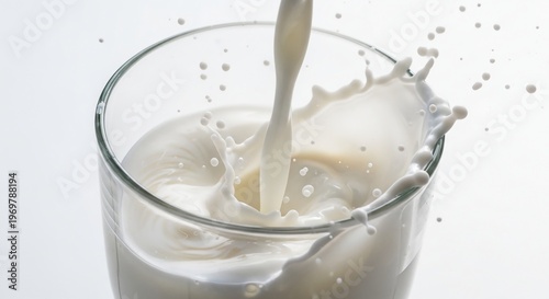 Dynamic Milk Splash Pouring into Glass High Speed Photography