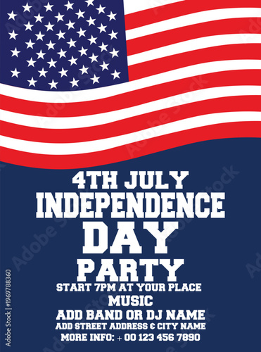 4th of July party  poster flyer or social media post design