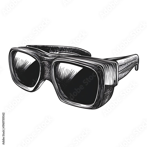 Monochrome 3D Movie Glasses Vector Isolated