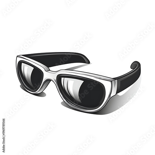 Monochrome 3D Glasses Vector Graphic Isolated