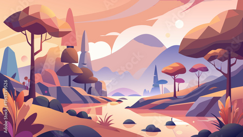 Abstract Jungle Landscape Flat Vector