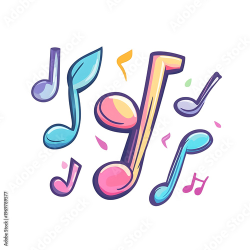 Vibrant Cartoon Music Notes Symbol Vector