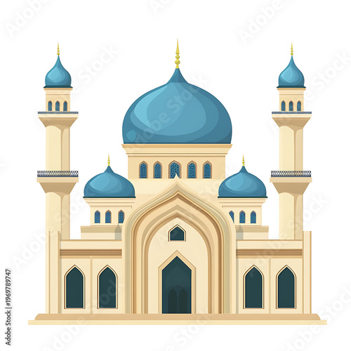 Traditional Muslim Mosque Facade Vector Illustration