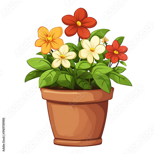 Decorative Flower Pot Cartoon Vector Illustration