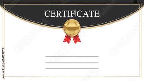 Elegant certificate template design with golden border and dark background for award diploma presentation