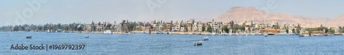Panorama of the Nile River coast in southern Egypt