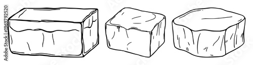 Beeswax block set with black line art on white background featuring beeswax, natural wax, block, illustration with graphic design and vector