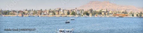 Panorama of the Nile River coast in southern Egypt
