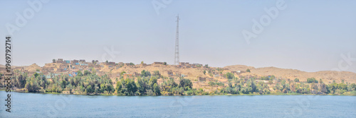 Panorama of the Nile River coast in southern Egypt