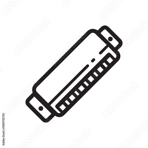 Harmonica Vector Line Icon Design
