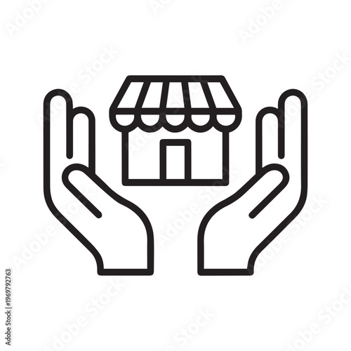 protecting small business hands holding a store icon care support retail
