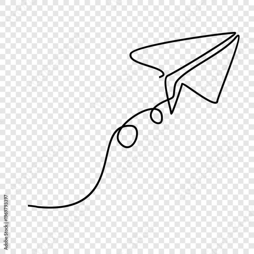 One Continuous line drawing of paper plane moving up