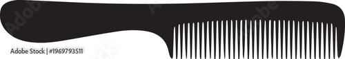 A close-up, black and white, stylized illustration of a comb with fine teeth, highlighting its practical grooming function and everyday utility in personal care routines