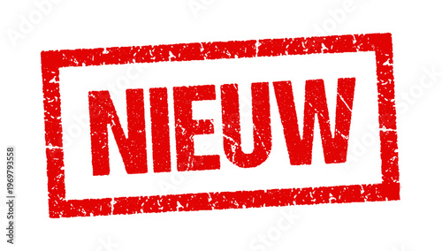 Text “Nieuw”, "New" in Dutch on stamp	