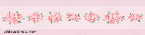 Romantic Pink Rose Stripe Pattern on Soft Pastel Background Shabby Chic Floral Design for Textile Wallpaper and Wrapping Paper