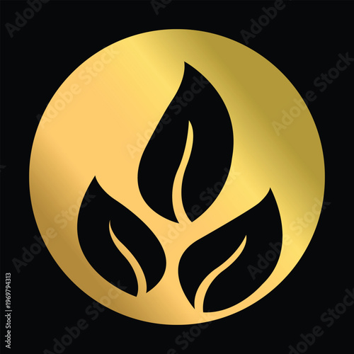 Luxury leaf circle gold color logo template