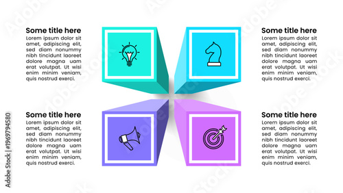 Infographic template. 3d Columns with 4 icons