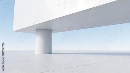 Minimalist White Architectural Structure with Column
