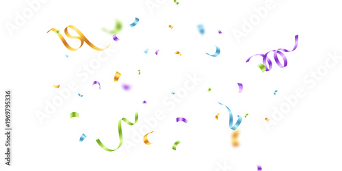 The background is adorned with colorful confetti, perfect for celebrations. A beautiful festive decoration vector illustration.