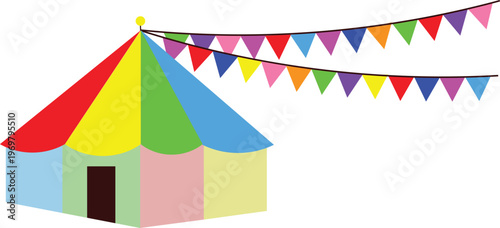  festival fair tent with flags decoration vector illustration